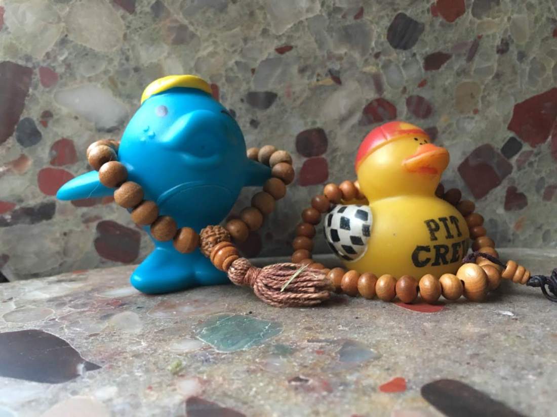 The Eternal Fishnu and Rubber Ducky posing with Puddingstone.